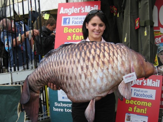 Fabio Carpillow - a hit with the ladies! Lucy Bowden, mad keen angler from the North East, made a beeline for our mascot at the Game Fair last weekend. She wasn't alone in picking the big fella up!