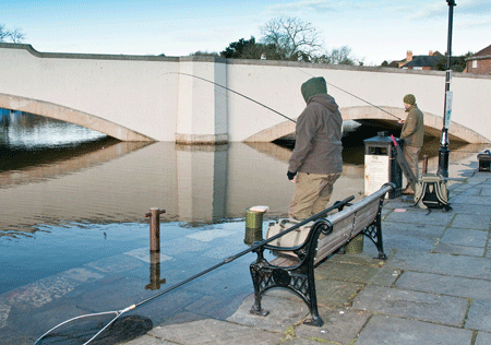 4. Man-made structures offer calmer water whenever river levels rise. Bridge buttresses are an obvious fish magnet in flood conditions. They protect fish and your rig from debris. Such structures can often be the only spots for presenting a float, but usually a big feeder is better. You’ll be surprised just how many fish these slacker areas of water can yield. Expect some great sport at these times, when other anglers have turned up, looked at the boiling, chocolate-coloured water and headed straight for home.