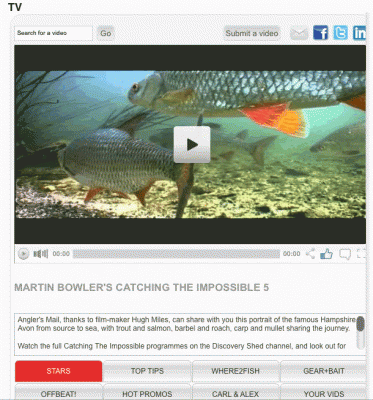 Try our new TV player by using the links within this article or at the top of the page. If you have any comments or suggestions, or problems, with our TV player email: anglersmail@ipcmedia.com