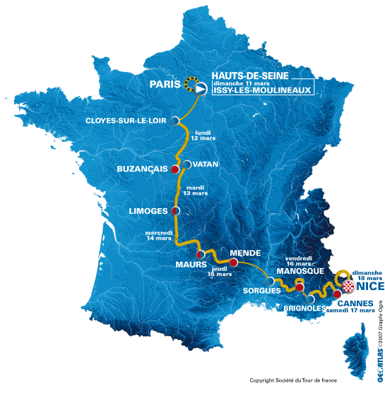 Paris-Nice 2007 map