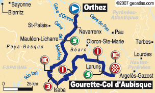 Tour de France 2007 stage 16 map small