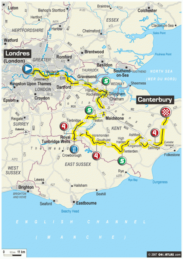 Tour de France 2007 stage one map