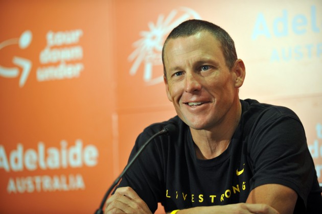 Lance Armstrong meets the press