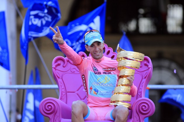 Vincenzo Nibali on the podium, Giro d'Italia 2013, stage 21
