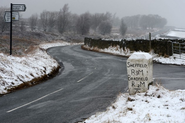 The turn for Bradfield. The road then descends towards Bradfield itself