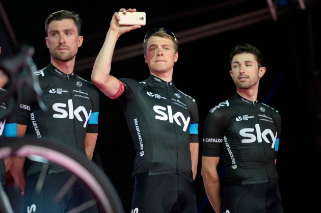 Sky at the team presentation of the 2014 Giro d'Italia