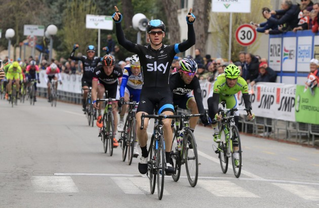 Ben Swift wins stage one of the Coppi & Bartoli week