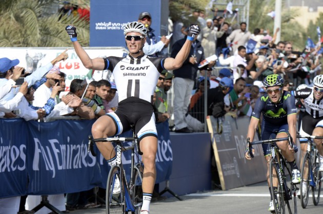 Marcel Kittel wins stage three of the 2014 Dubai Tour