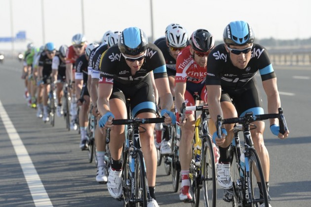 Bernhard Eisel and Ian Stannard on stage two of the 2014 Tour of Qatar