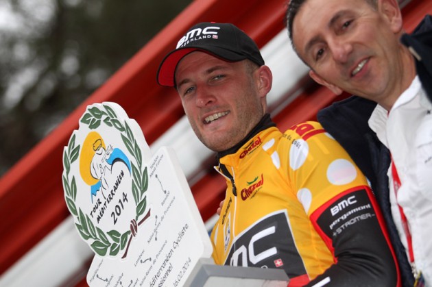 Steve Cummings on the podium after winning he 2014 Tour Méditerranéen