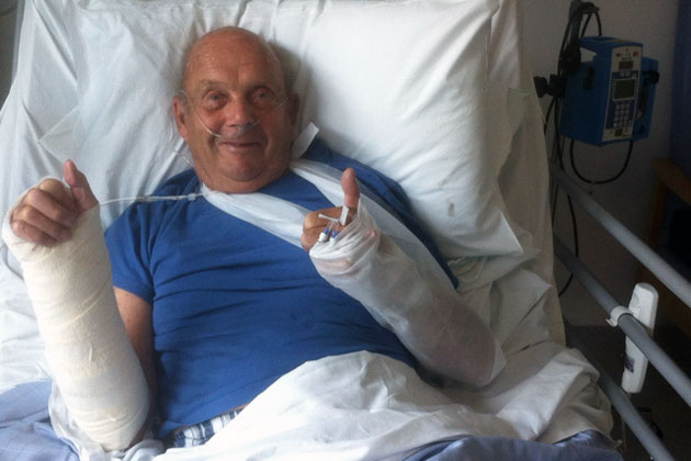 Brian Robinson recovers after being hit by a car