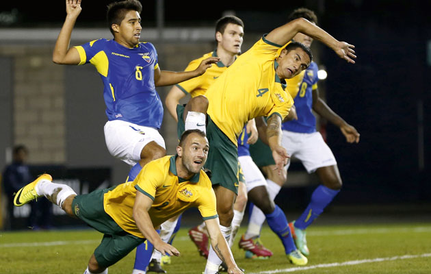 Australia in action v Ecuador