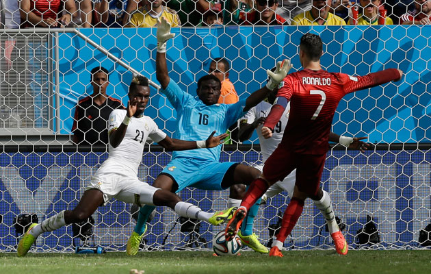 Cristiano Ronaldo scores against Ghana