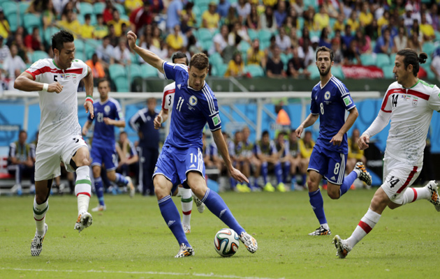 Edin Dzeko scores against Iran