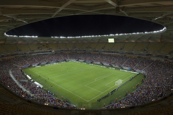 A general view of the Arena Amazonia Vivaldo Lima soccer stadium during the inaugural match in Manaus