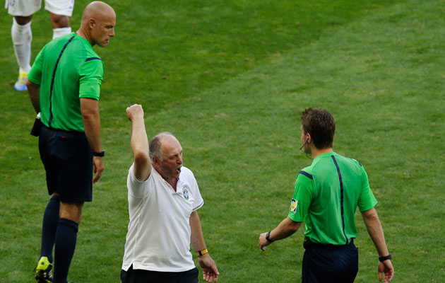 Luiz Felipe Scolari and Howard Webb