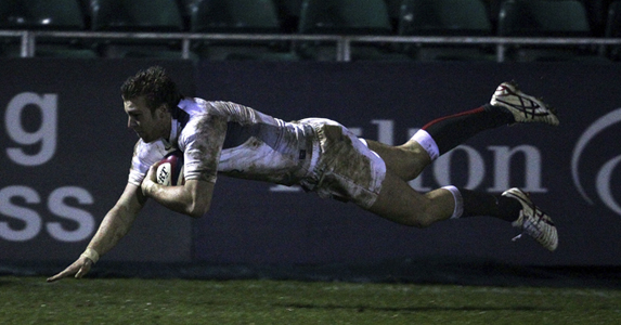 England U20 centre Andy Short dives over the line in a similar way Chris Ashton did over the weekend
