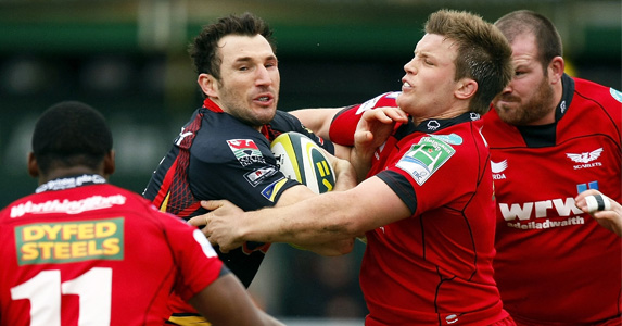 Bearman with Newport Gwent Dragons against Scarlets during the LV Anglo Welsh Cup