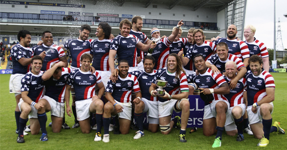 Team USA celebrate after winning the Bowl Final of the Churchill Cup against Russia