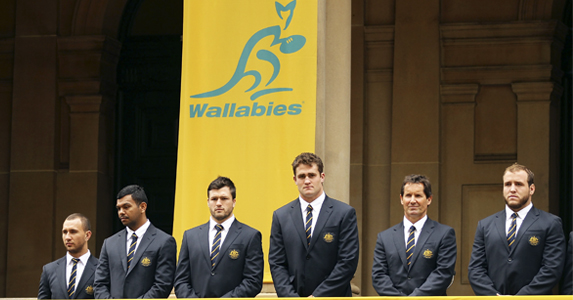 The Wallabies during the official farewell in Sydney