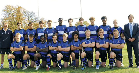 Back row (l-r): Mr S Howard (master i/c rugby), J Reason, D Wroe-Wright, P Stuff, D Fraser, M Osinibi, J Vallance, J Whiteford, A Bray, S Ofosu, H Austin, Mr S Thomas. Front row: F Pearce, S Holland, T Johnson, G John, D Beese (capt), T O’Flaherty, E Parsons, T Rosier, C Hablutzen.