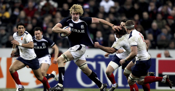 Richie Gray breaks through the French defences during a 2011 Six Nations match