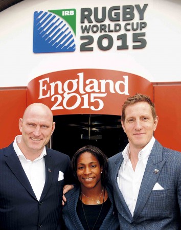 Maggie with Lawrence and Will during the RWC 2015 launch