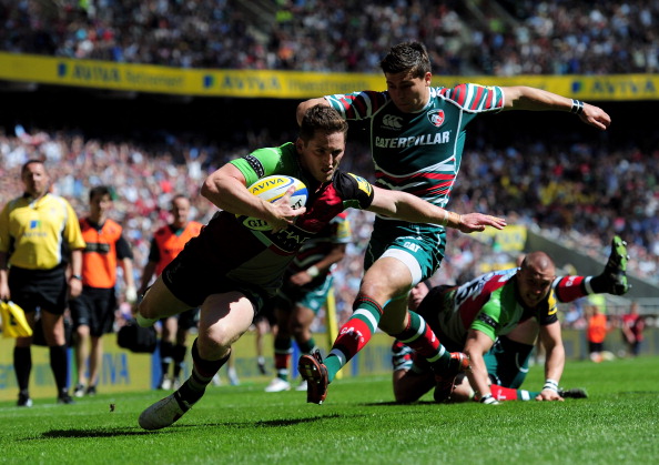 Sweet moment: Quins Tom Williams will have enjoyed his early try