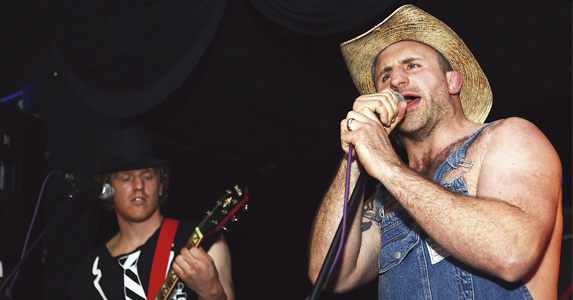 Farmer Brown: Chuter and Sam Vesty perform as part of Slo Progress in support of the Matt Hampson Trust