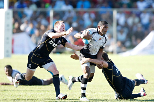 Fijian danger: Nikola Matawalu asks questions of the Scots defence