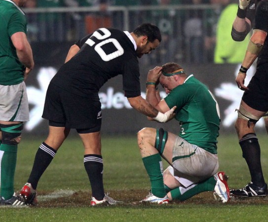 It's ok: Piri Weepu consoles Jamie Heaslip after a close second Test