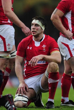 A bloody looking Jones during this year's Six Nations match against Scotland