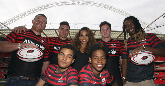 Matt Stevens, Andy Saull and Nils Mordt braved the Wembley zip wire to get fired up for their game on Saturday 15th September, along with band Cover Drive who will be performing at the match.