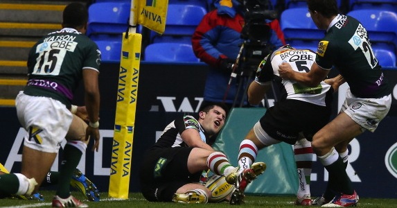 Lucky bounce: Harlequins centre Tom Casson believed his chance had gone