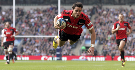 Double bubble: Sean's first of two tries against the Sharks at Twickenham (March 2011)