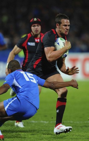 Byrne against Namibia at the 2011 RWC