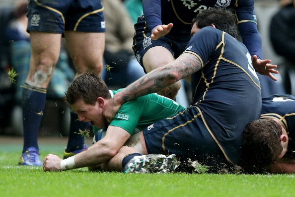 Craig Gilroy crashes over for Ireland's try