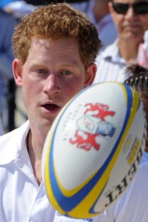 Never far from an egg-shapped ball: Prince Harry