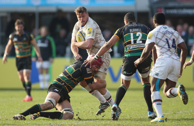 In the thick of it: A burly Ed Slater gets involved against Northampton Saints