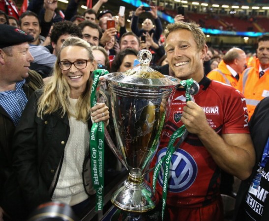 His cup overfloweth: A delighted Jonny Wilkinson with his wife Shelley and the Heineken Cup